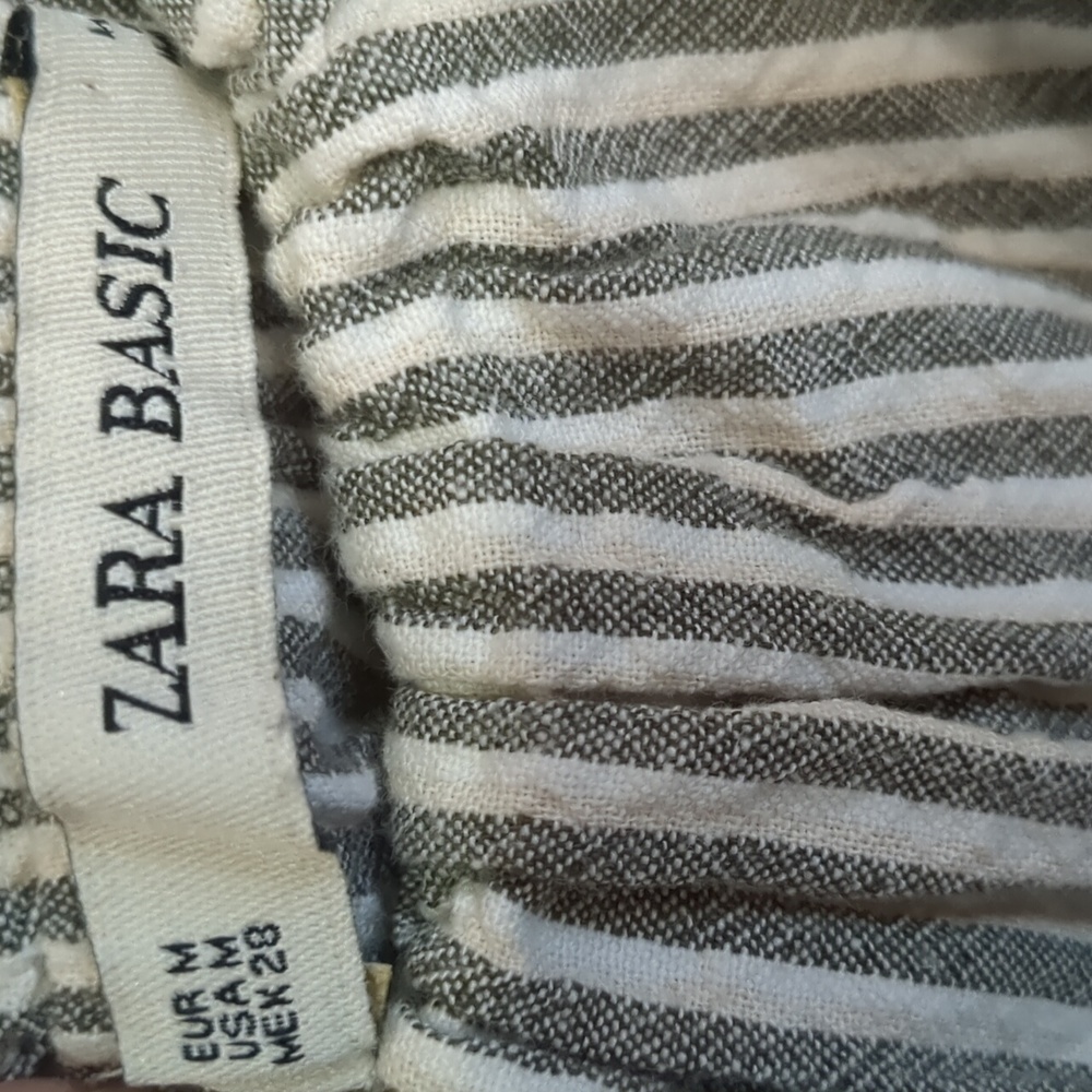 ZARA BASIC Grey and White Striped Sleeveless Jumpsuit Waist Tassel Tie - Picture 4 of 4